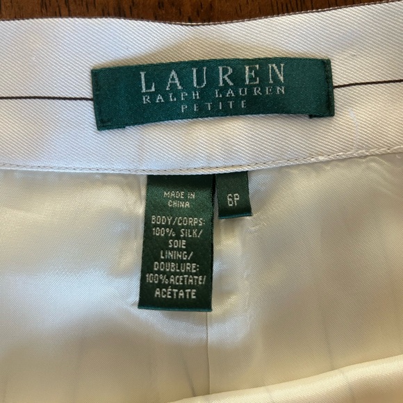 Lauren Ralph Lauren 100% silk white/black pinstripe dress pants size 6P timeless - Picture 5 of 6
